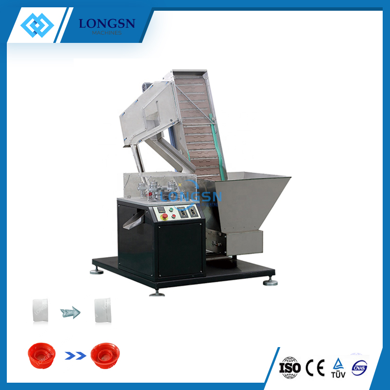 Automatic plastic cap slitting folding machine