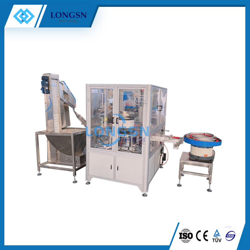 Automated bottle lid assembly machinery plastic cover desiccant cap assembling machine